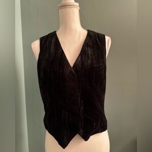 Mustard Seed Crushed Velour Black Vest Womens Medium EUC